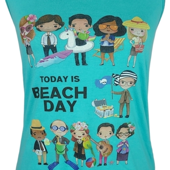 Beach Day Racerback Tank Top Tee - Teal Blue - Picture 2 of 7